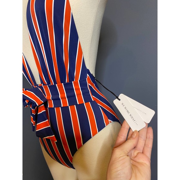 We Wore What x Onia red and blue striped Brooklyn one piece swimsuit, NWT Size S - Picture 6 of 8